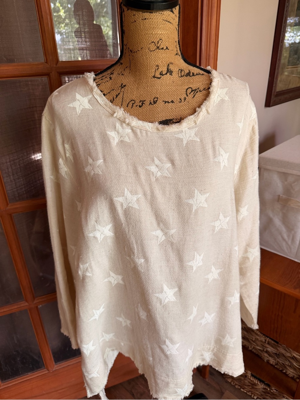Women's Cream Star-Pattern Tunic Top